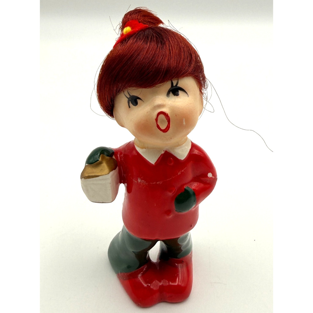 Vintage Napco Christmas Caroler Figurine with Red Hair X-7592 Japan 1950s READ